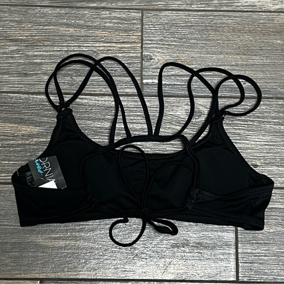 NWT California Waves Bikini Set Junior's Small OR Medium Black Ribbed Strappy - Picture 12 of 16